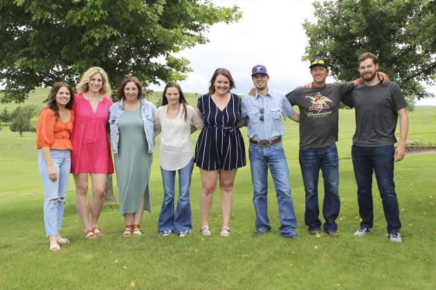 Class of 2013 - 10 years: L-r: Amber Wright, Rachel (Hoesing) Kloke, Clara (Vinton) Schmid, Aubrea (Kruse) Janssen, Mikayla (Daniels) Higgins, Waylon Carpenter, Logan Ginkens, Matthew Furrow.