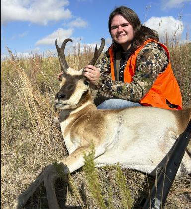 Mike and Roxann Brown’s grandchildren have been busy filling their families’ freezers! Kaylin Brown with her antelope.