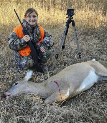 Mike and Roxann Brown’s grandchildren have been busy filling their families’ freezers! Avery Paitz with her first deer.