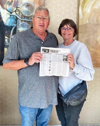 It’s become a tradition for Eva Crawford to submit photos of the Tribune from Kool Deadwood Nights in Deadwood, South Dakota! Pictured is Jim and Eva Crawford.