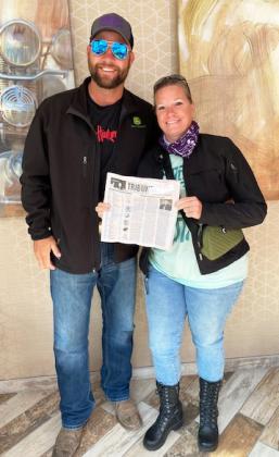 It’s become a tradition for Eva Crawford to submit photos of the Tribune from Kool Deadwood Nights in Deadwood, South Dakota! Pictured is Shane and Kristi Daniels.