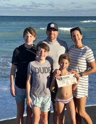Mullen native Maria (Younkin) Kruse and her family visited Mullen native Layne (Fackler) Dempsey and her family in West Palm Beach, Florida. Maria had the Tribune issue with her parents, Don and Mary Jane Younkin, featured on the front page along.