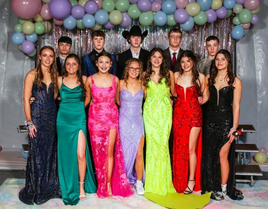 The MHS freshmen who attended Prom are pictured back l-r: Nicholas Gonzalez, Brandon Hardin, Jason Kraus, Daniel Wright, Hunter Brown. Front: Harper Andersen, Kalli Licking, Hope Miller, Riley Hegland, Ady Hampton, Ella Rice, Georgia Wingebach.