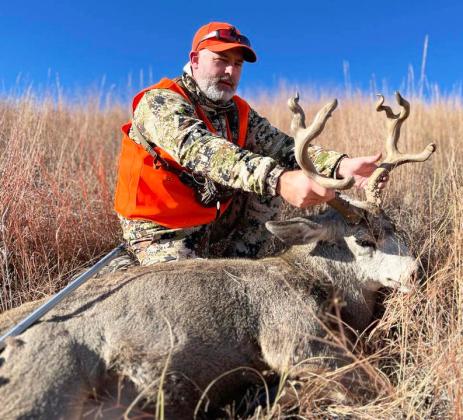 Heath Bellinger of Callaway shot this unusual deer on Paul and Percilla Lattin’s ranch south of Mullen.