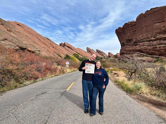 2025 will be a big year for Colorado natives who now call Mullen home, David Cramer and Blair Moore, as they’re getting married this spring! They took the Tribune with them last fall on a trip back to Colorado. Pictured: Red Rocks Park &amp; Amphitheater - Morrison.