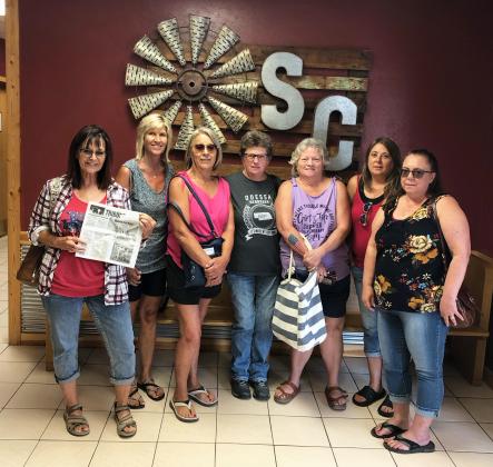 Terry Fisher said their girls trip this year was tubing the Niobrara River, they are pictured l-r: Terry, Kathy, Tova, Janet, Michele, Terry and Wendy.