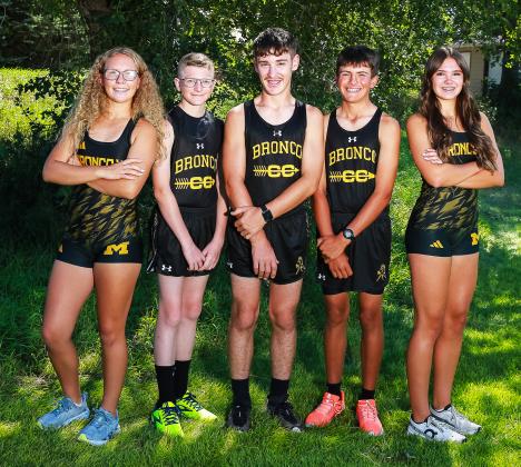 MHS cross country, l-r: Riley Hegland, Oakes Miller, Hunter Brown, Braylon Kuncl, Ady Hampton.