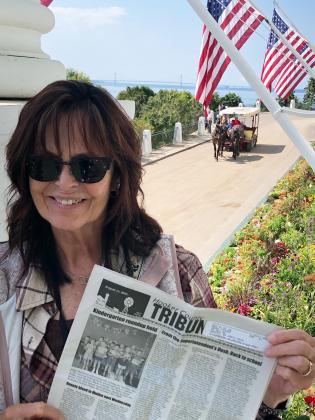 Terry on the porch of the Grand Hotel on Mackinac Island.