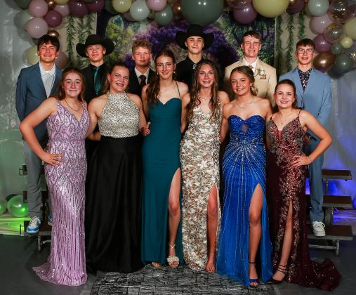 Mullen High School freshmen who attended prom, back, l-r: Braylon Kuncl, Cody Walker, DJ Coetzee, Bo Pettit, Jr., Hayden Morrison, Jack Coble. Front: Kassidy Cheever, Maci Walz, Abigail Gracey, Breckyn Burney, Kaisley Phipps, Audrabell Werth.