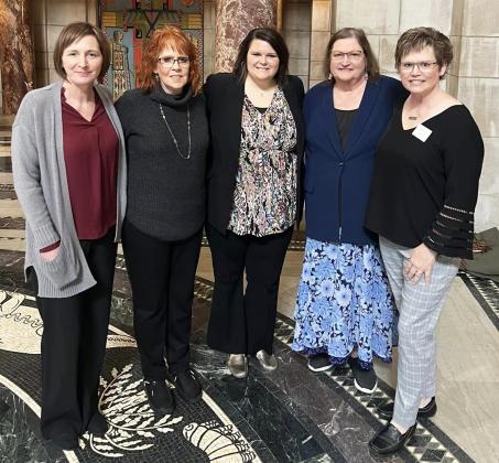L-r: Gini Corbin, Lori Call, Madison Guthrie (administrator at Brookestone View), Jeanne Gentry and Belinda Coble. Gentry also spoke on her experience of having to use assisted living in Broken Bow and her family living in Grant County.