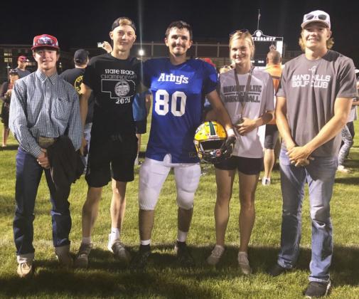 Bryce McIntosh and Samantha Moore with some of their fans at last Saturday’s All Star games, l-r: Kyle Durfee, Clayton Moore, Bryce, Samanthan, Jaden Emerson. Barb McIntosh