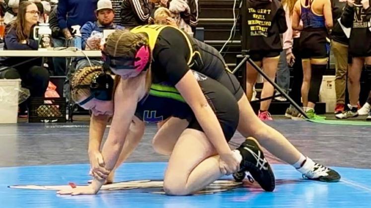 Hope Miller competing at the first wrestling meet of the season. Tami Miller