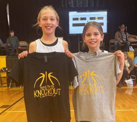 3rd/4th grade girls Knockout came down to not only two Mullen Broncos, but cousins! Emri Dent (left) was the champion and Abbigail Mundorf was runner-up. 4J Designs donated the shirts. Katie Dent