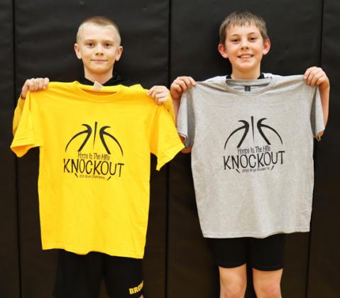 For the 5th/6th grade boys Knockout, Weston Ourada (left) was the champion for the second year in a row! TC Ford of Cody/Kilgore was runner-up. 4J Designs donated the shirts. Gerri Peterson