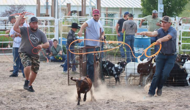 Dan Vest and Josh Cox competing in the goat roping. Gerri Peterson