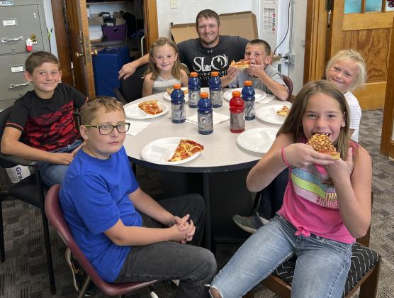 Pictured beginning with Mr. Mauler clockwise around table: Luke Cox, Danielle Peterson, Logan Moore, Cooper Cash, Colin Connealy, Sadie Hoyt. courtesy photo