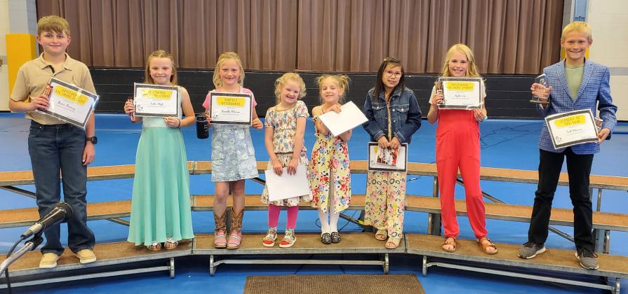 L-r: Bronx Burney, Sadie Hoyt, Danielle Peterson, Anna Ridenour, Eve Ericksen, Natalee Walker, Ayden Lee, Teal Peterson. Mike Kvanvig