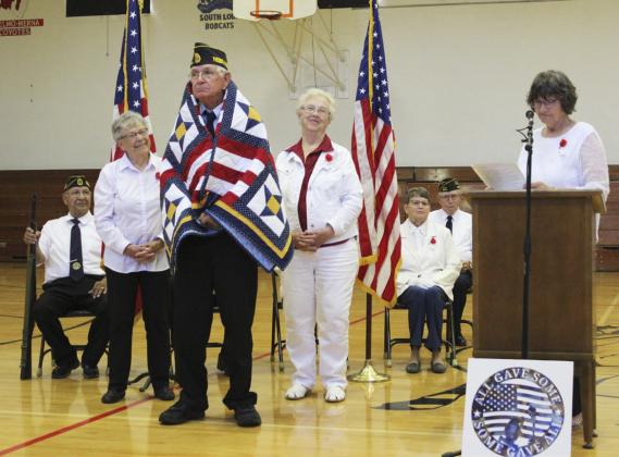 Lynn Nichols during his Quilt of Valor presentation on Monday. See more photos on the Tribune’s Facebook page.