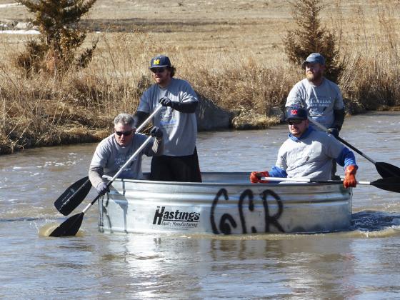 The winning form of the Whitfield family, Denny on the left, his two sons Tracy and Kyle, and friend, Colby Walton. This was their fastest time yet, 59 minutes flat. Terri Licking