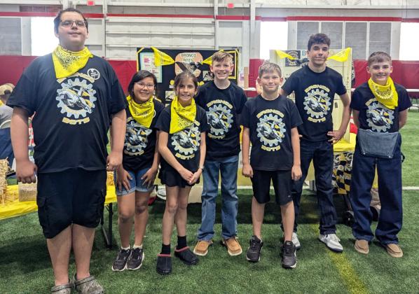 Bronco Bots in Lincoln, l-r: Hunter Gray, Natalee Walker, Finley Mundorf, Duke Miller, Cooper Phillips, Brandt Mundorf, Zach Hicks. Heather Phillips