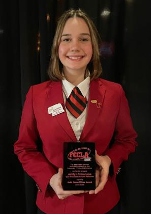 2022-23 State FCCLA Vice President of Public Relations, Ashlyn Simonson. Kelli Walz