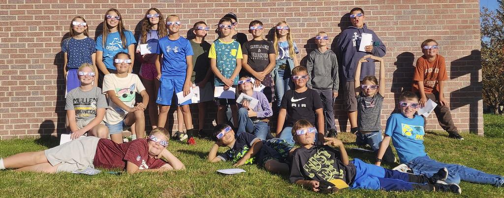 STEM Club kids in grades 4-6 learned about the annular solar eclipse last Tuesday, Oct. 10. They made a solar eclipse projector and also all got a pair of solar eclipse glasses to view the eclipse with. courtesy photo