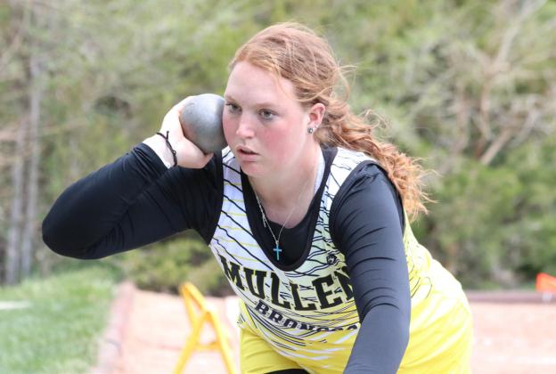 Morgan Hassett prepares to throw the shot put at Districts. Carolee Brown