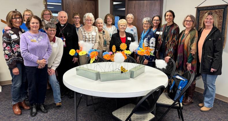 Attending the North Platte Spring Deanery meeting included, back, l-r: Marylin Ericksen, Sandy Eggert, Loretta Hamilton, Kathie Hassett, Linda Wilkinson, Cindy Dunbar, Cindy Frey, Front: Patricia Ferguson, Marie Young, Rev. Louis Nollette, Dee Bayer, Karen Becvar, Echo Pelster, Susan Johnson, Alena Arendt, Sherry Weatherly, Tami Pierson. courtesy photo