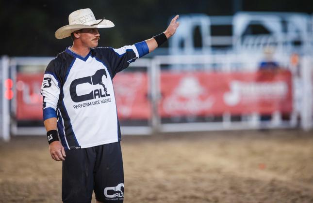 Zach Call acknowledges the crowd at the Buffalo Bill Rodeo in North Platte. The bullfighter retired from rodeo after the NorthPlatte event. Clay Guardipee, Rodeo Ready