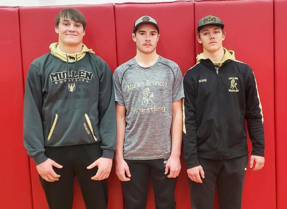 State Wrestling qualifiers, l-r: Tate Kvanvig - 215, Jason Kraus - 157, Cooper Walker - 165. See the full District Wrestling story under Sports. Mike Kvanvig