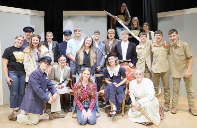 Pictured far back on steps, l-r: Ava Kvanvig, Georgia Wingebach, Ella Rice. Standing, l-r: Maci Walz, Jacob Walker, Hope Miller, Cayden Hampton, Cian Connealy, Tate Kvanvig, Jaylon Forsen, Daniel Wright, Brandon Hardin, Ben Werner, Jack Coble, Hunter Brown. Front: Cody Walker, Adalena Hampton, Director Kyler Horn, Lola Wingebach (kneeling), Sydnee Cheever, Kassidy Cheever. Gerri Peterson