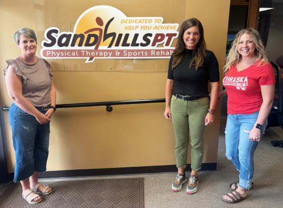 Sandhills Physical Therapy’s Mullen office staff is pictured l-r: Nikki Gracey - physical therapist, Meg Seeley - physical therapist assistant and Lacie Hanks - front desk/tech. Gerri Peterson