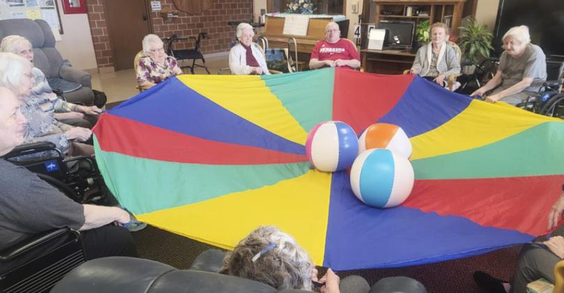 Enjoying the parachute.