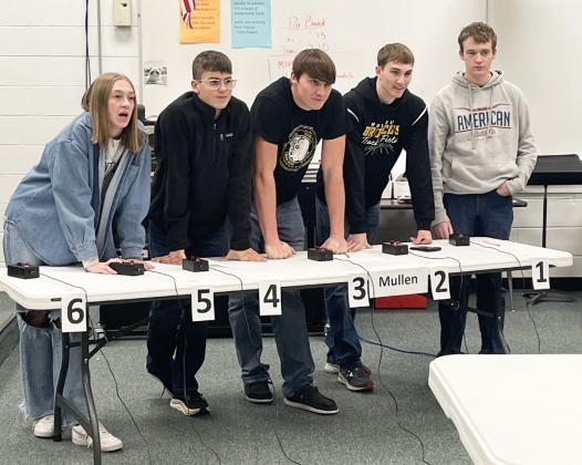 High school quiz bowl, l-r: Sydnee Cheever, Jack Coble, Tate Kvanvig, Cayden Hampton, Hayden Morrison. Not pictured: Hope Miller.
