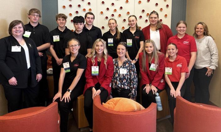 Mullen FCCLA at State, back l-r: Daniel Wright, Brandon Hardin, Nicholas Gonzalez, Jason Kraus, Harper Andersen, Sydnee Cheever, Mia Flores-Green, Maci Walz, sponsor Ashley Hegland. Front: Advisor Kelli Walz, Riley Hegland, Peyton Paxton, sponsor Harlee Fischer, Maggie Haesler, Audrabell Werth. courtesy photo