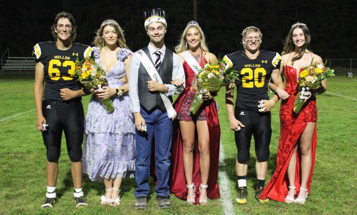MHS Homecoming royalty was crowned last Friday, Sept. 20 following the Broncos’ football game. L-r: 2nd Attendants Jarren Forsen and Medora DeNaeyer, King and Queen Jacob Wingebach and Peyton Paxton, 1st Attendants Justin French and Allie Boyer.