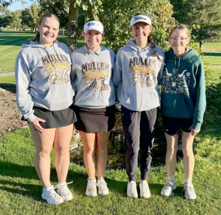 The Mullen girls golf team at districts last week, l-r: Maci Walz, Hope Miller, Austin Deibler, Chloe Wiese. Tami Miller