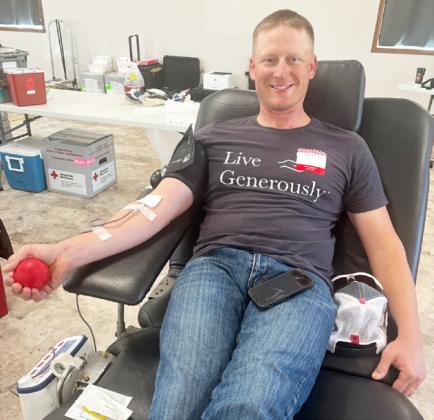 Dane Peterson donating blood last Wednesday. Gerri Peterson