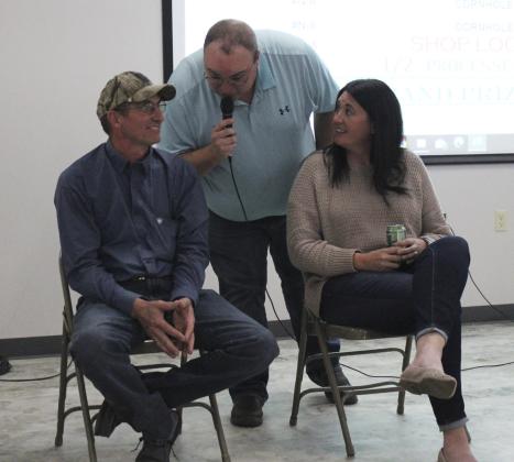 MC Bill Boyer draws out the suspense for Mike French and Shauna Donohoe who were both in the top 10 of the HCCF raffle Saturday night... he had Shauna’s ball in his hand. Gerri Peterson