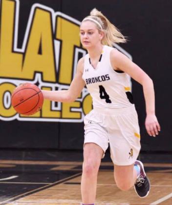 Alli Loughran brings the ball up the court in the MNAC semifinals game against Sandhills/Thedford last Thursday. Sue Licking