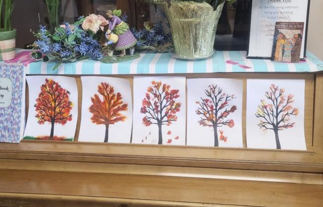 Ann Connell, Nadene Andersen, Wanda Mackley and I made these on the first day of fall! Gladys Sexton pointed out that they all represented the different stages of the leaves falling. So we put them in order and sure enough!