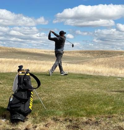 Jacob Walker tees off in Thedford last Thursday. Clint Svoboda