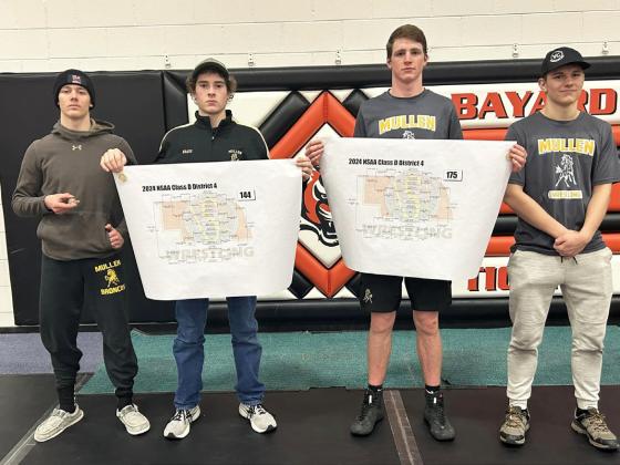 State Wrestling qualfiers, l-r: Cooper Walker, Jason Kraus, Chase Gracey, James Kessler. Nikki Gracey