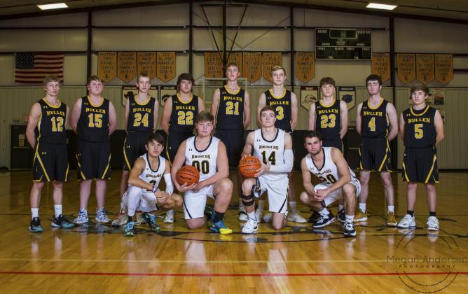 MHS Boys Basketball, back l-r: Justin French, Corben Kissire, Kaleb Moore, Deacon DeNaeyer, Alex Moore, Clayton Moore, Ethan Hardin, Luke Durfee, Kyle Finney. Front: Trevor Kuncl, Cade Groseth, Jaden Emerson, Samuel Coble.