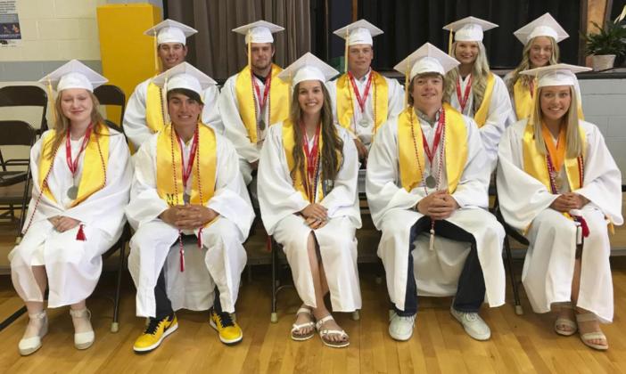 MHS seniors who participated in TeamMates are pictured on graduation day with their TeamMates medals provided by the TeamMates Central Office. Back, l-r: Sean, Adam, Cade, Faith, Alli. Front: Olivia, Trevor, Jordyn, Jaden, Taylor. Sooky Marks