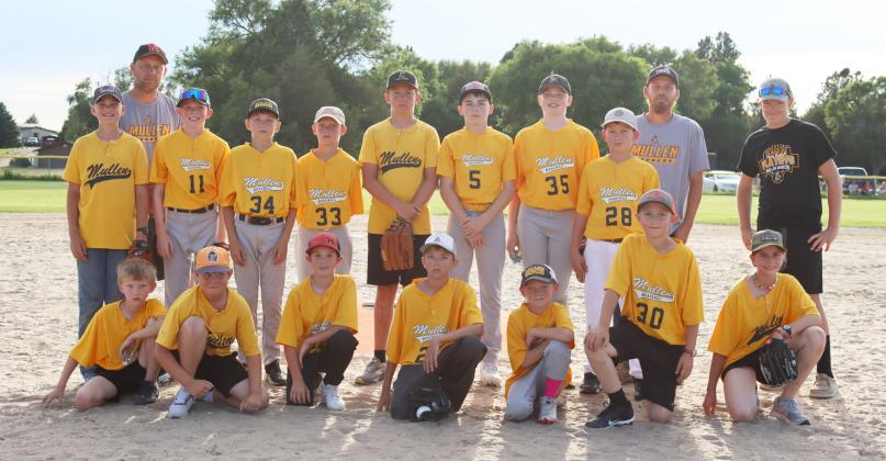 Mullen baseball team, pictured back l-r: Ransom O’Brien, Coach Josh Barnes, Duke Miller, Kyler Marsh, Elijah Barnes, Caleb Deibler, Zach Hicks, Jackson Newman, Cooper Phillips, Coach Jason Johnson, Coach Collin Donohoe. Front: Merick Lattin, Kayden Evans, Holt Morrison, Jaxyn Evans, Jaxson Barnes, Marcus Lattin, Rainne O’Brien. Gerri Peterson