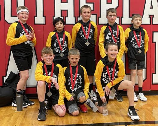 The 3rd/4th grade boys basketball team placed 2nd in the Sutherland tournament on Saturday, Jan. 13. They won against Perkins County 24-0, Med Valley 24-2, Lexington 18-4, Hershey 20-18 in sudden death in a second overtime and then lost to North Platte 14-26. They are pictured back, l-r: Jackson Newman, Lorenzo Gonzalez, Caleb Deibler, Cylas Dent, Kyler Marsh. Front: Duke Miller, Ryden Ourada, Tuff Pettit. Tami Miller