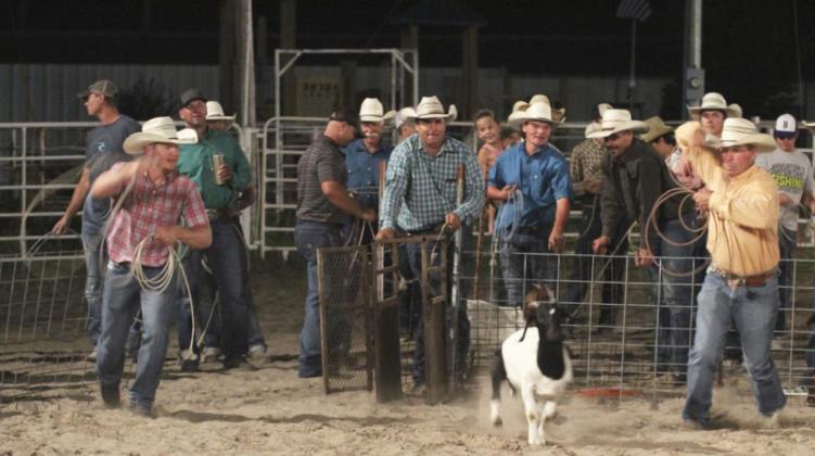 Father/son duo Wade (right) and Lane Edis in the goat roping. Gerri Peterson