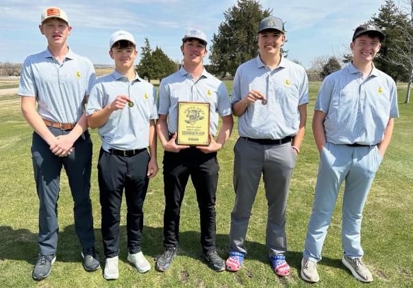 L-r: Jackson Vinton, Ben Werner, Cooper Walker, Jacob Walker, Hayden Morrison at the South Loup Invite last Friday. Clint Svoboda