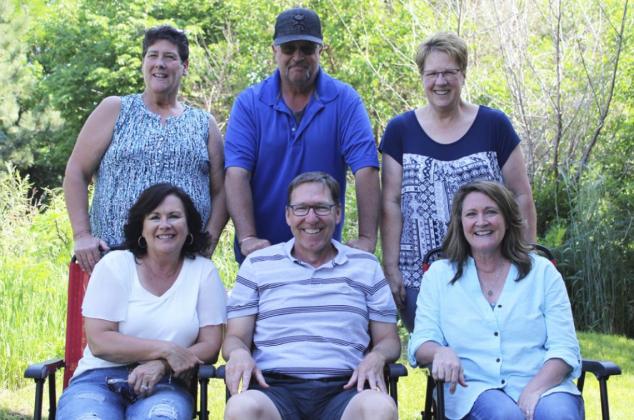 Class of 1981 - 40 years: back, l-r: Laura Wright Anderson, Jack Carr, Deanna White Miller. Front: Susan Pearson Hoyt, Terry Folk, Della Marshall Urdiales.